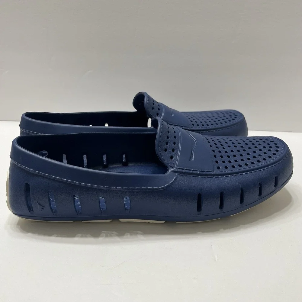 Floafers Men's Country Club Driver Loafer Navy Blue Perforated Foam Size 10